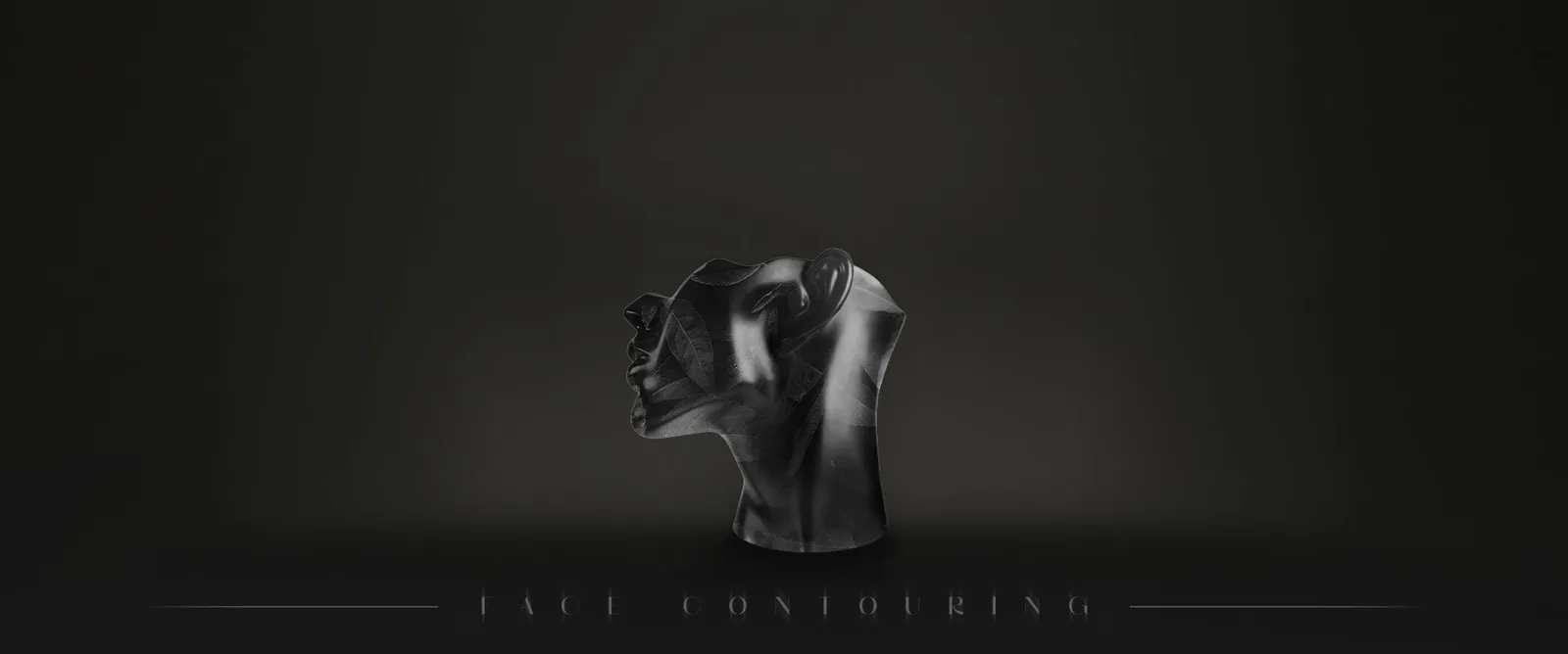 Dark sculpted bust on a black background